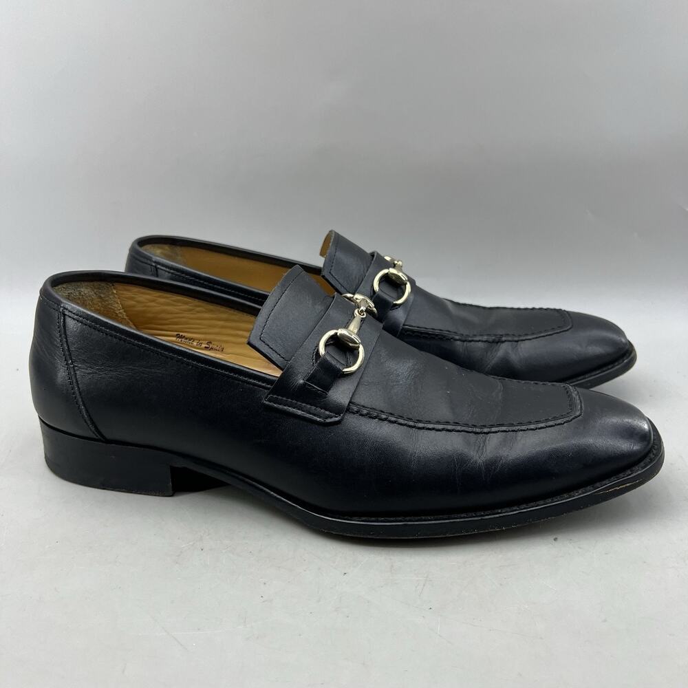 Mezlan Calfskin Horsebit Loafers Men Size 9.5 M Black Square Toe Slip On Shoes